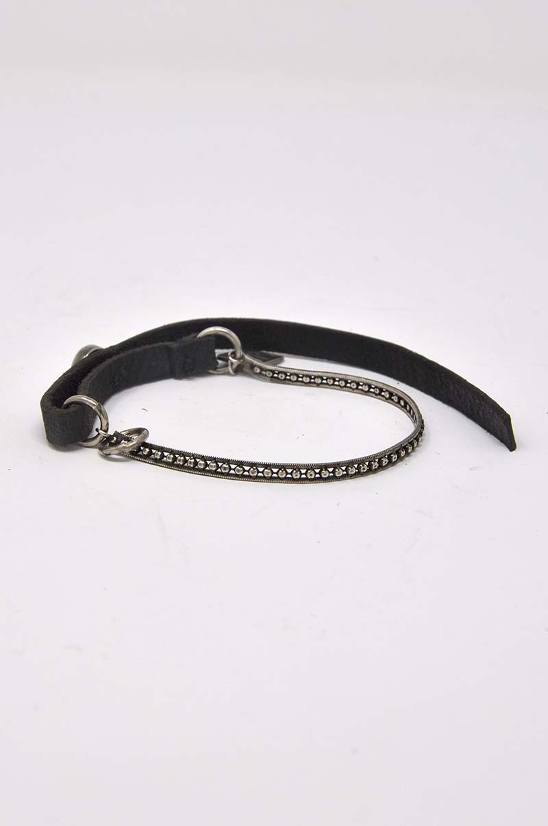 Goti Sterling Beaded Chain & Leather Bracelet