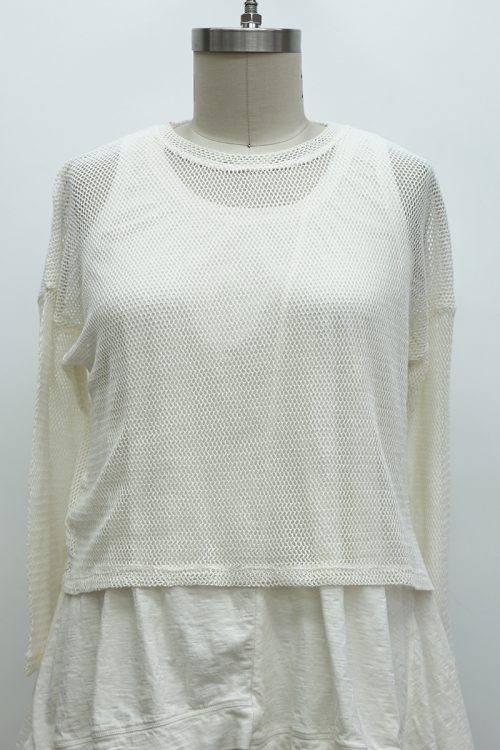 Fishnet Crop T-Shirt Long Sleeve