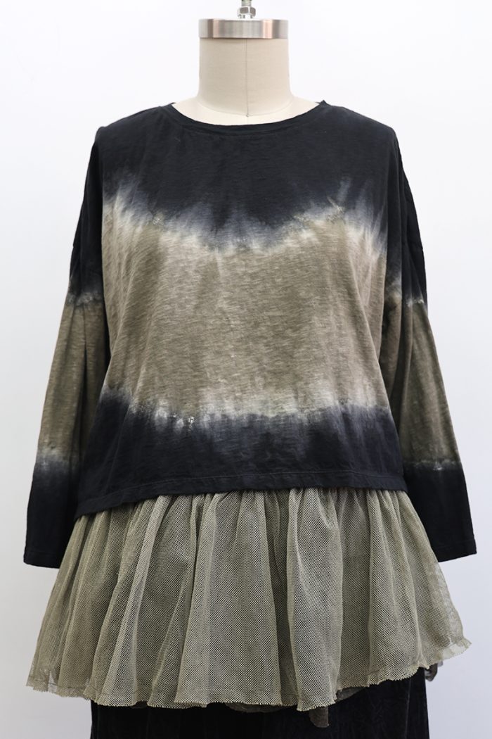 Tie Dye Crop T-Shirt Long Sleeve - Image 2