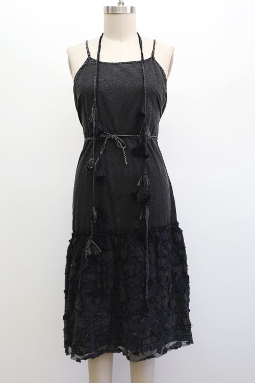 Long Flower Tulle Slip