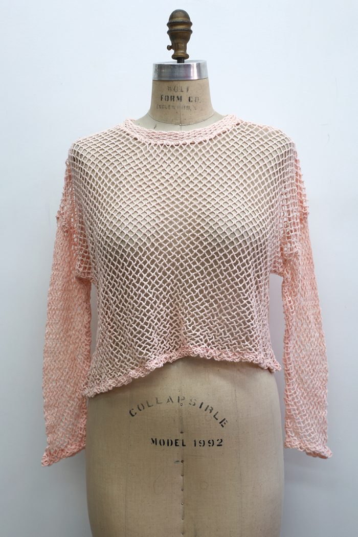 Crop Open Weave T-Shirt Long Sleeve - Image 2