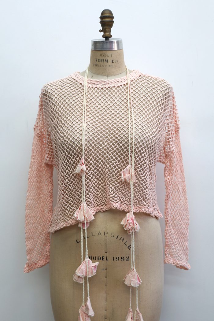 Crop Open Weave T-Shirt Long Sleeve