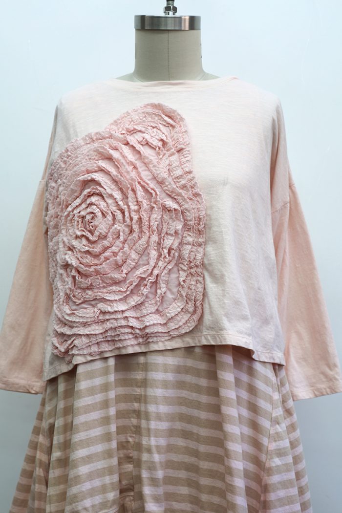 Crop Cabbage Rose T-Shirt Long Sleeve - Image 2