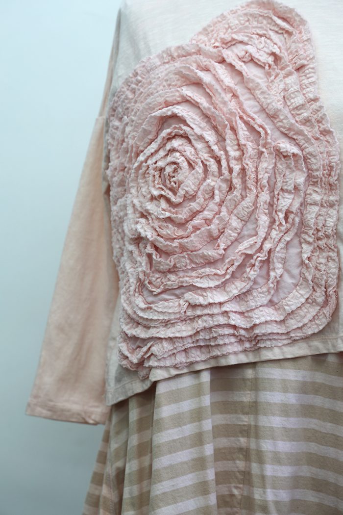 Crop Cabbage Rose T-Shirt Long Sleeve - Image 3