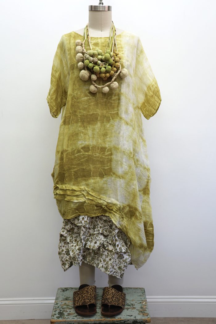 Long Basic Detail Dress Short Sleeve Tie Dye