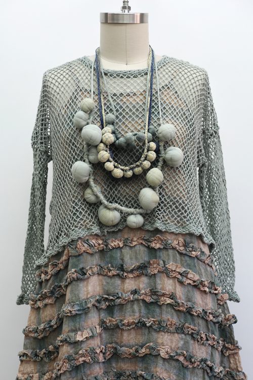 Crop Open Weave T-Shirt Long Sleeve