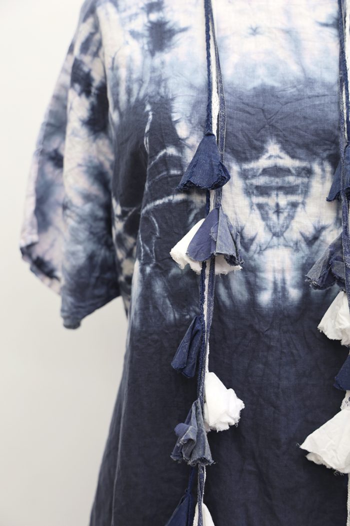 Long Basic Detail Dress Short Sleeve Tie Dye - Image 4