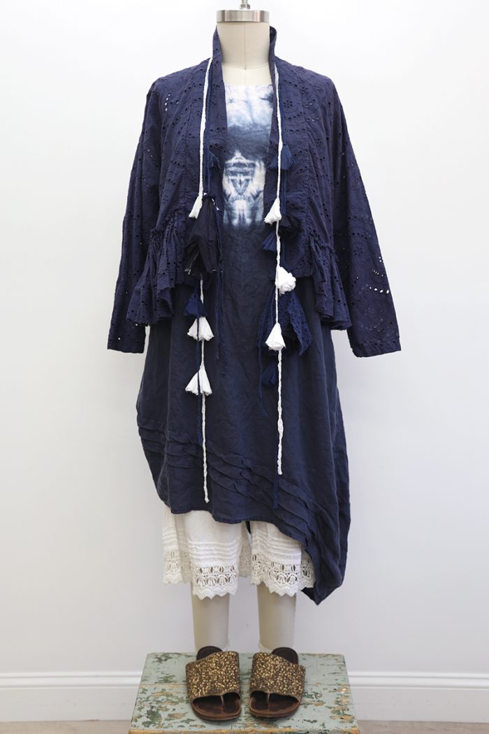 Long Basic Detail Dress Short Sleeve Tie Dye - Image 3