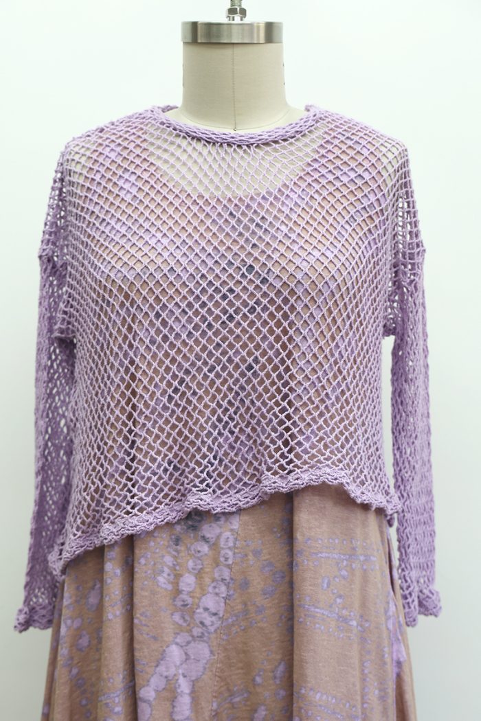 Crop Open Weave T-Shirt Long Sleeve - Image 2