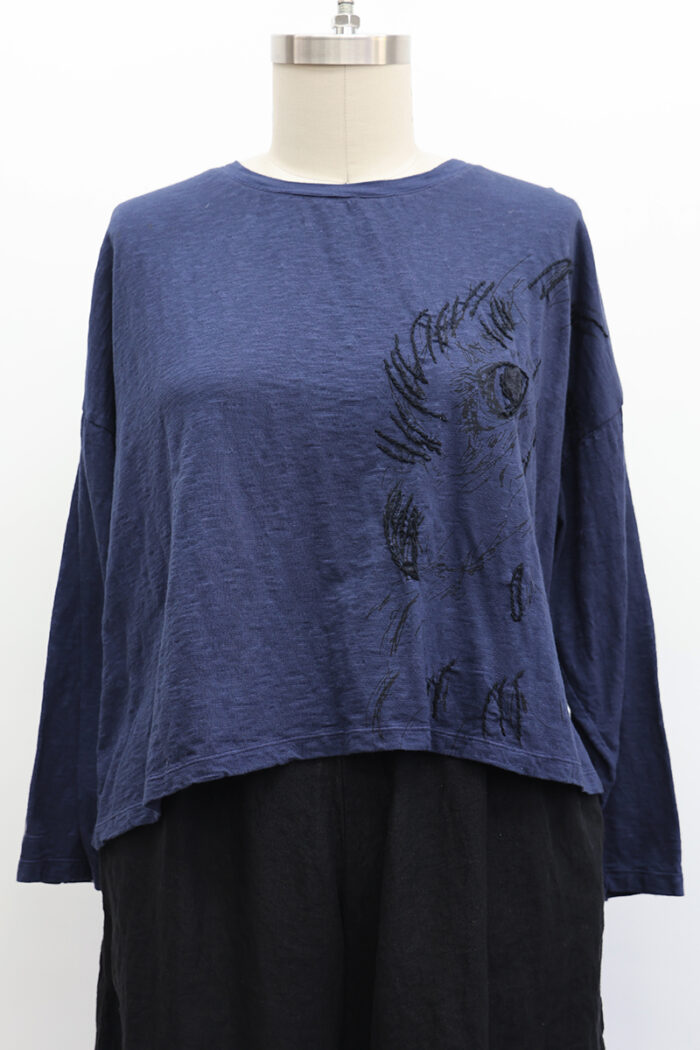 Crop Owl Sketch T-Shirt Long Sleeve - Image 2