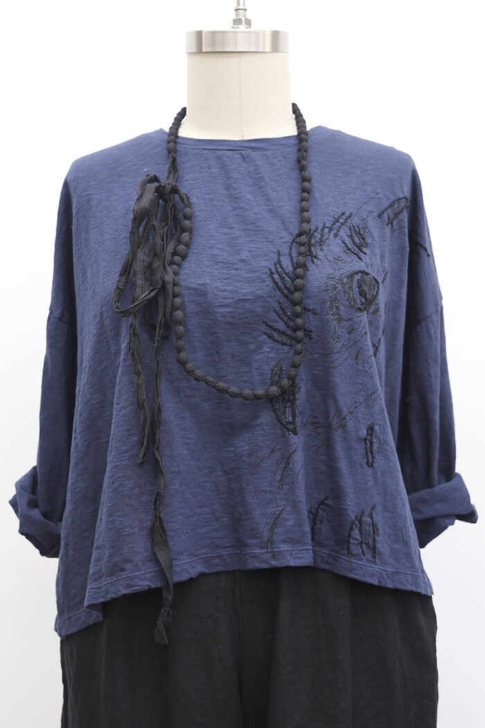 Crop Owl Sketch T-Shirt Long Sleeve