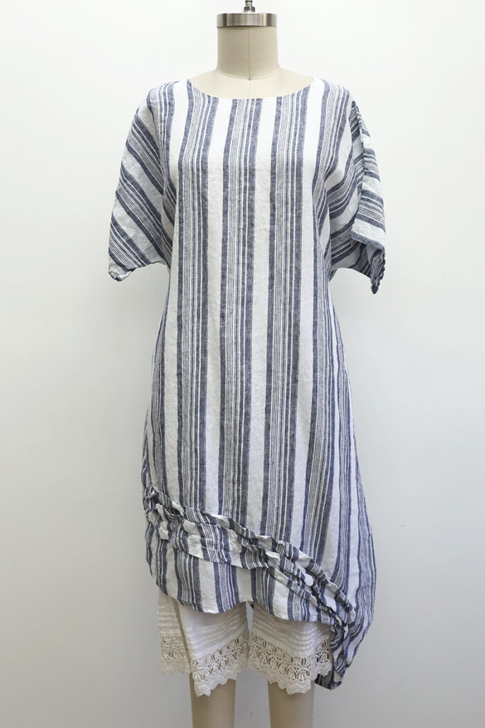 Long Basic Detail Dress Short Sleeve - Image 2