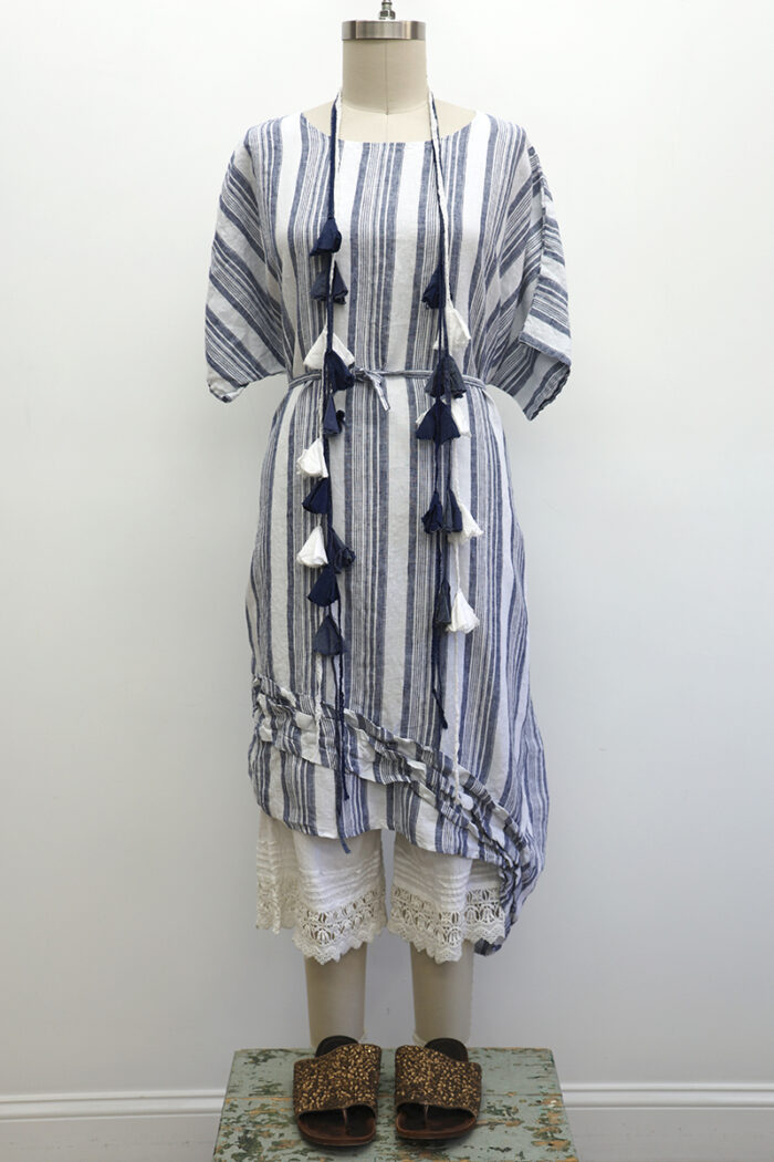 Long Basic Detail Dress Short Sleeve