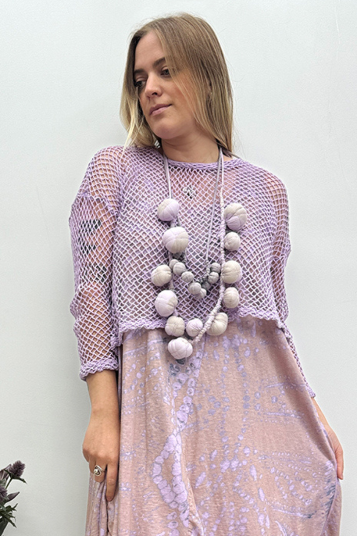Crop Open Weave T-Shirt Long Sleeve