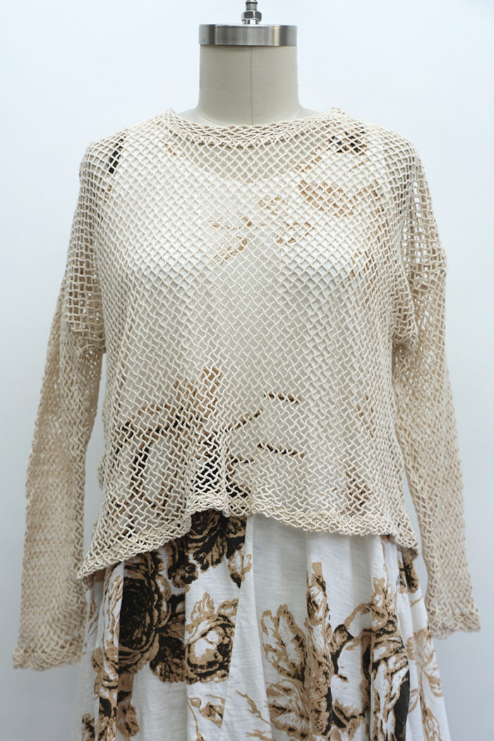 Crop Open Weave T-Shirt Long Sleeve - Image 2