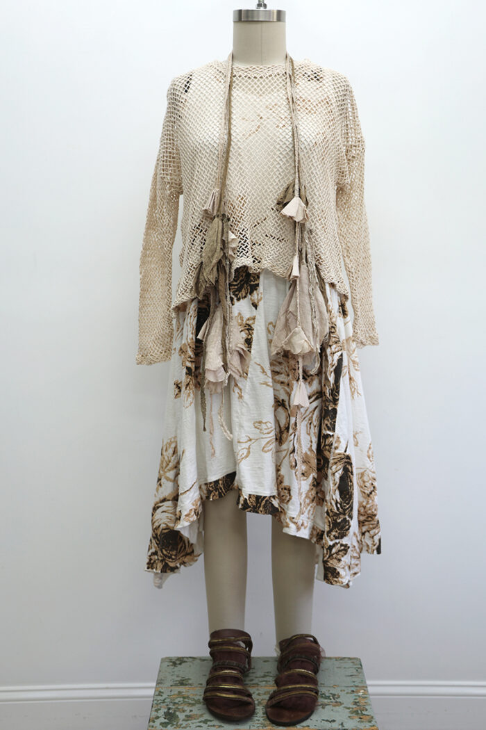 Crop Open Weave T-Shirt Long Sleeve