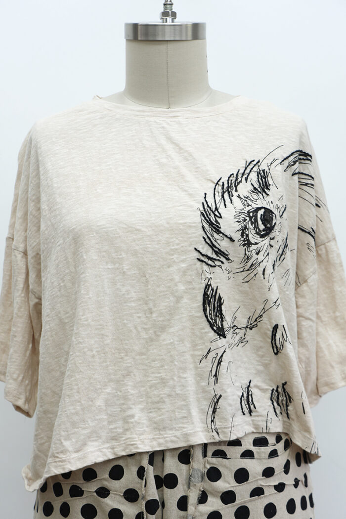 Crop Owl Sketch T-Shirt Short Sleeve - Image 2