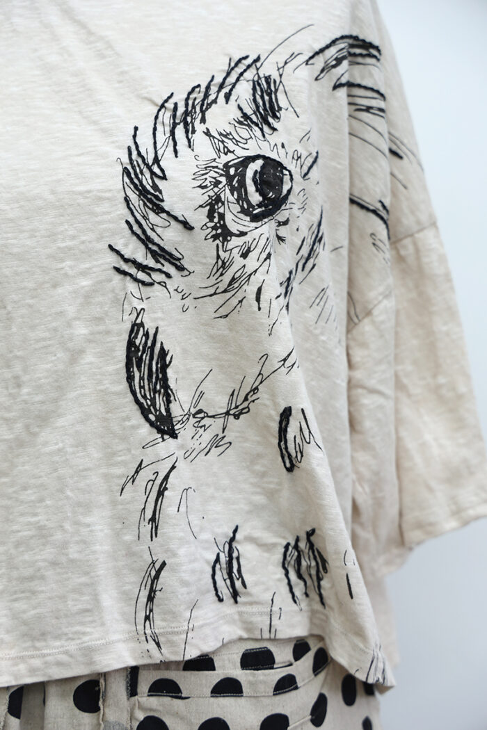 Crop Owl Sketch T-Shirt Short Sleeve - Image 3