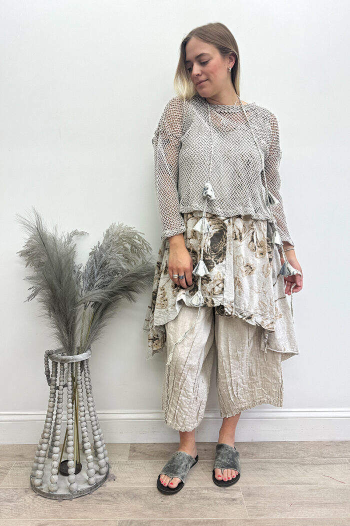 Crop Open Weave T-Shirt Long Sleeve - Image 4