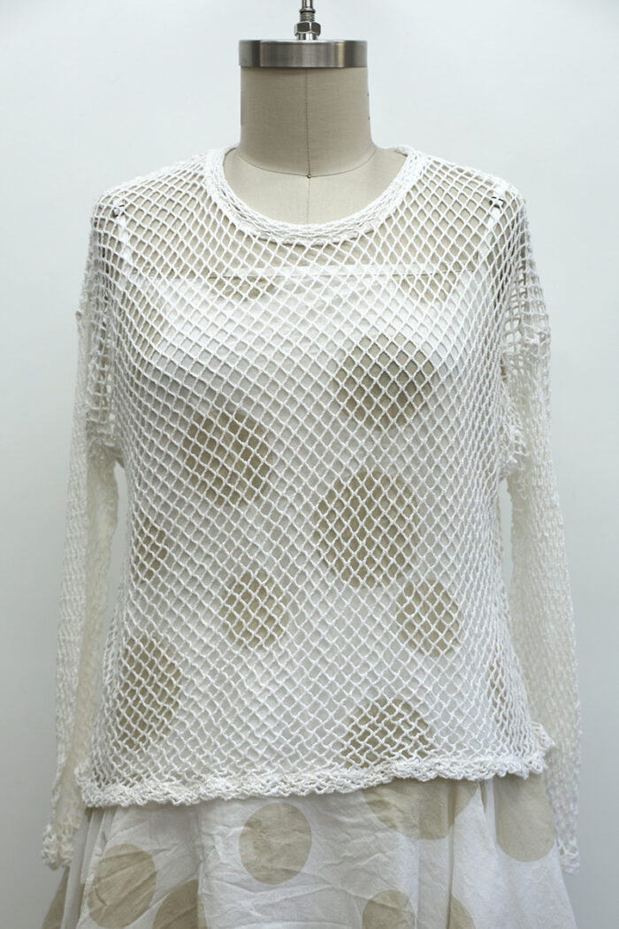 Crop Open Weave T-Shirt Long Sleeve - Image 2