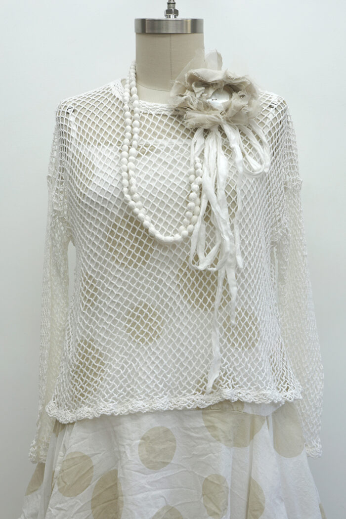 Crop Open Weave T-Shirt Long Sleeve
