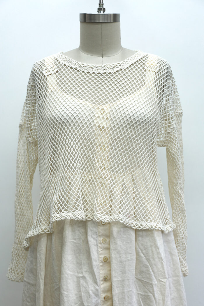 Crop Open Weave T-Shirt Long Sleeve - Image 2