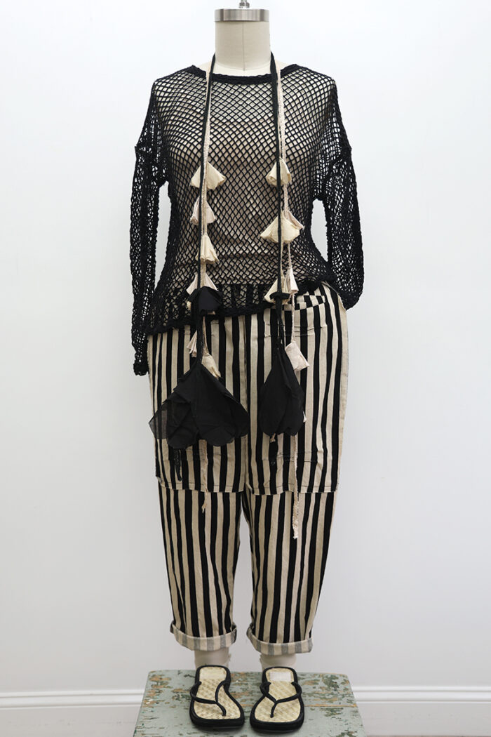 Crop Open Weave T-Shirt Long Sleeve - Image 3