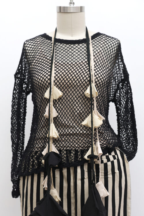Crop Open Weave T-Shirt Long Sleeve