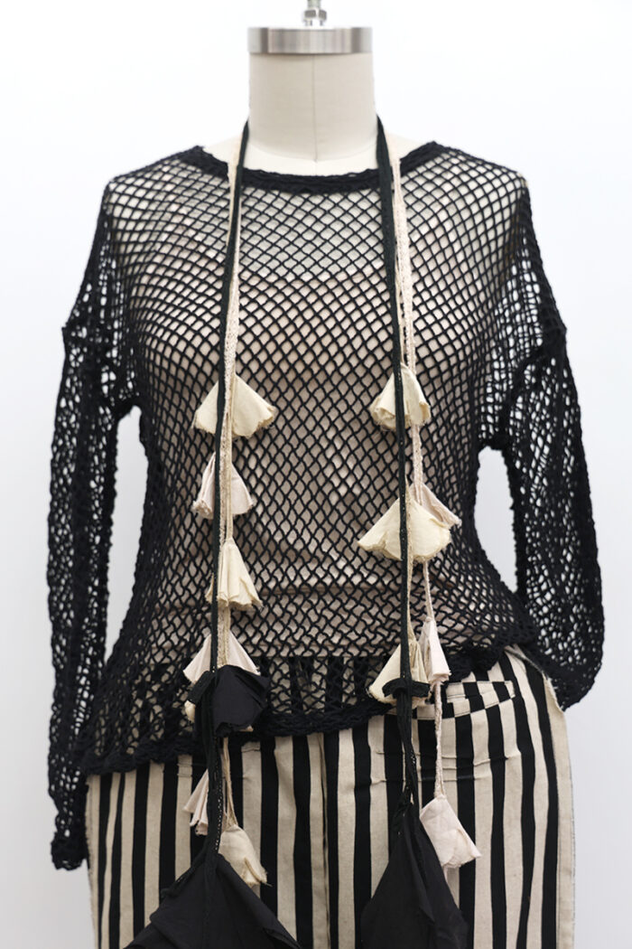 Crop Open Weave T-Shirt Long Sleeve