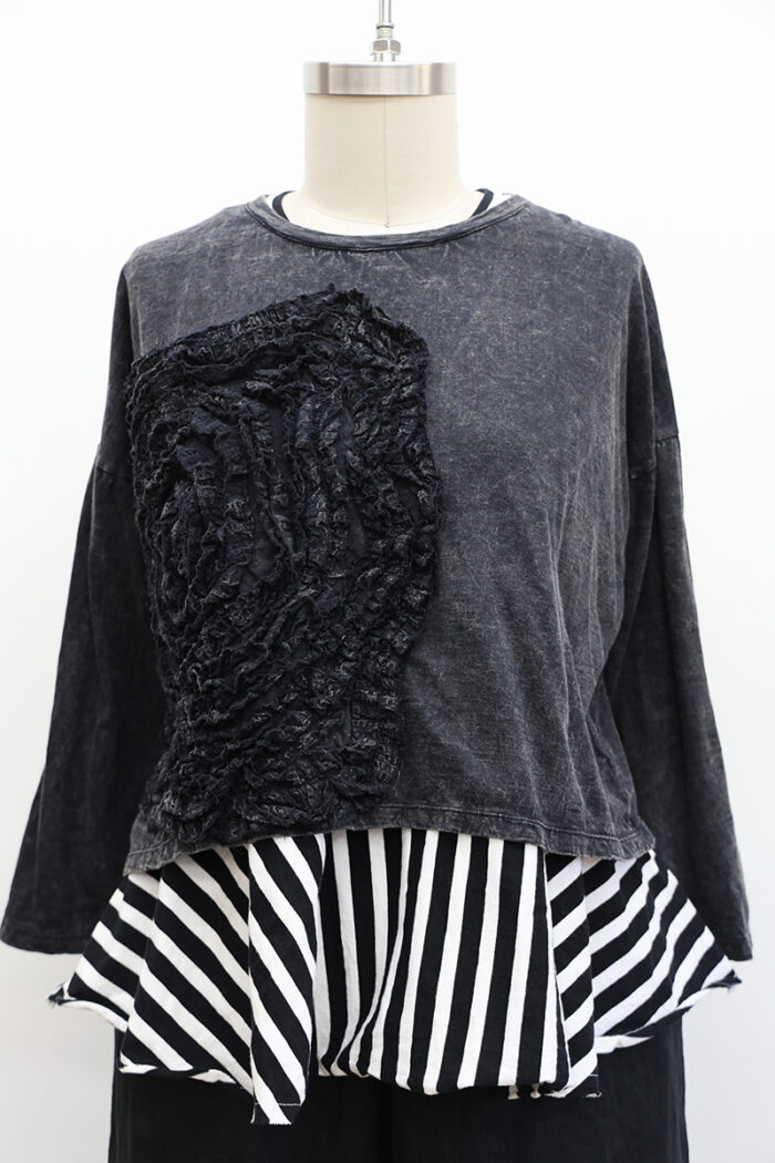 Crop Cabbage Rose T-Shirt Long Sleeve - Image 3