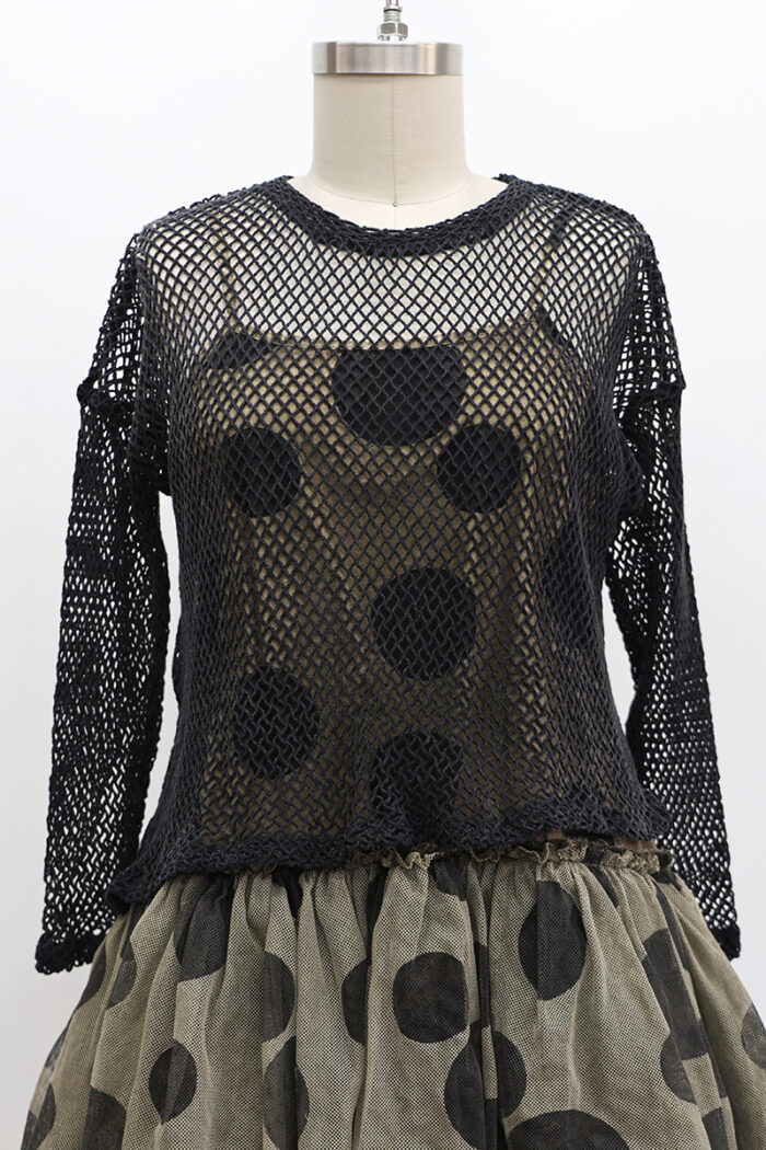 Crop Open Weave T-Shirt Long Sleeve - Image 2