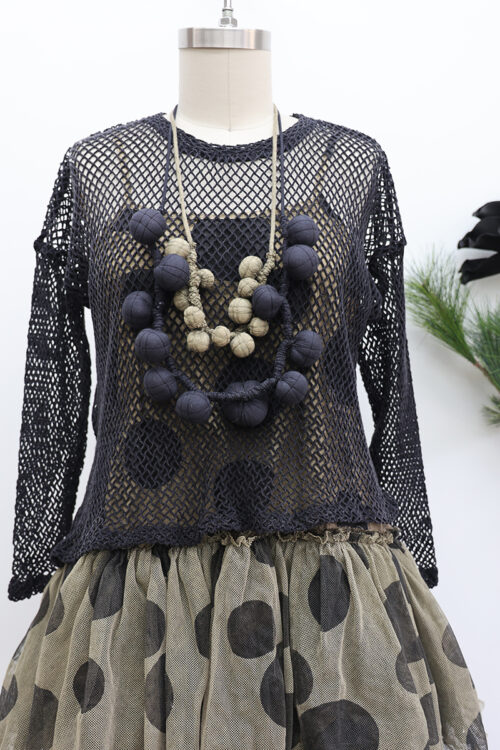 Crop Open Weave T-Shirt Long Sleeve