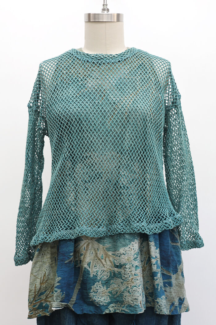 Crop Open Weave T-Shirt Long Sleeve - Image 2