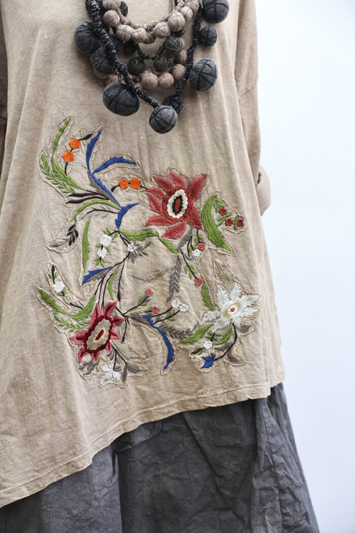 Embroidered Flowers T-Shirt Long Sleeve - Image 4