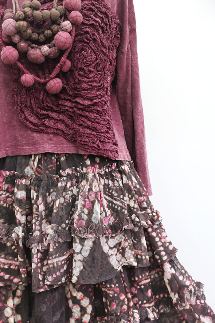 Crop Cabbage Rose T-Shirt Long Sleeve - Image 4