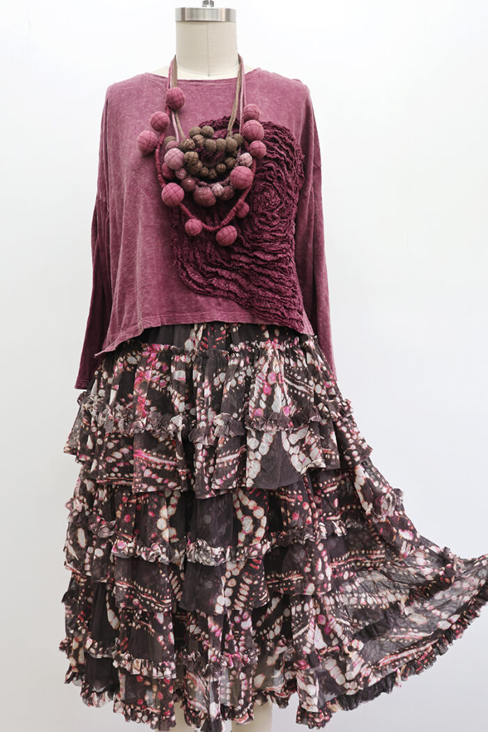Crop Cabbage Rose T-Shirt Long Sleeve - Image 3