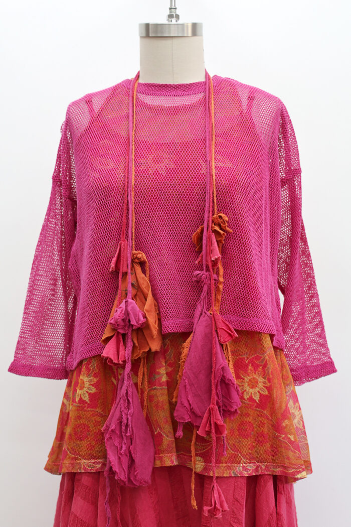 Fishnet Crop T-Shirt Long Sleeve