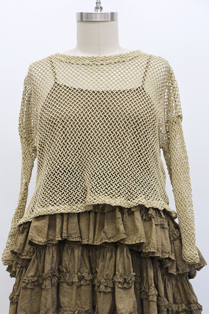 Crop Open Weave T-Shirt Long Sleeve - Image 2