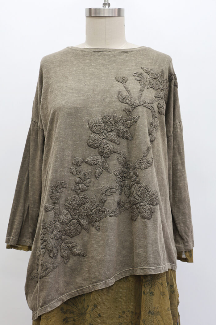 Embroidered Garden T-Shirt Long Sleeve - Image 2