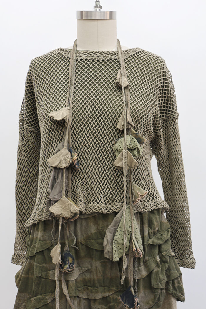 Crop Open Weave T-Shirt Long Sleeve