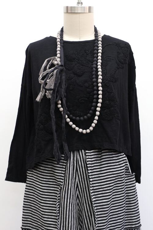 Crop Embroidered Garden T-Shirt Long Sleeve