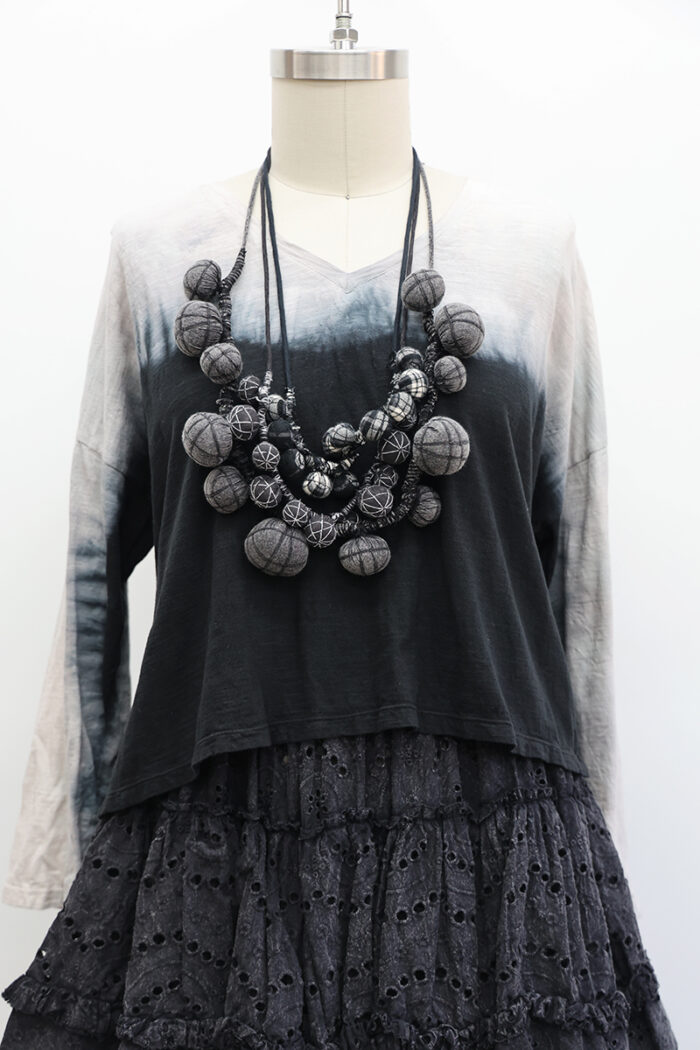 Crop Tie Dye V-Neck T-Shirt Long Sleeve