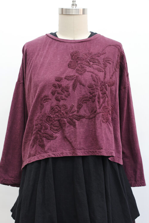 Crop Embroidered Garden T-Shirt Long Sleeve