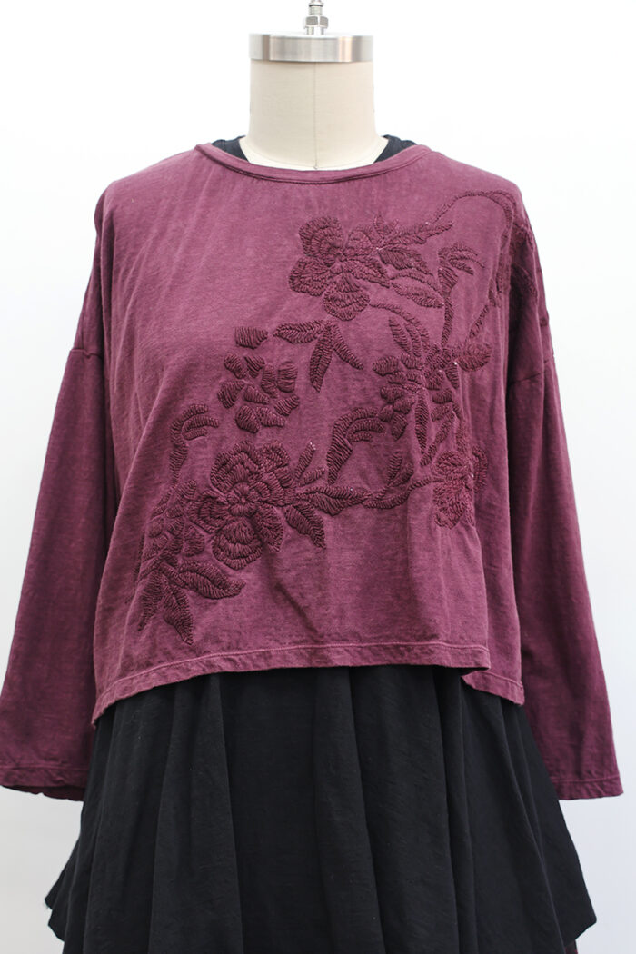 Crop Embroidered Garden T-Shirt Long Sleeve