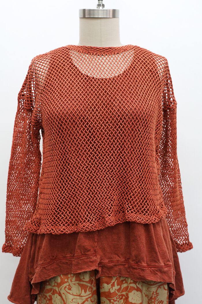 Crop Open Weave T-Shirt Long Sleeve - Image 2