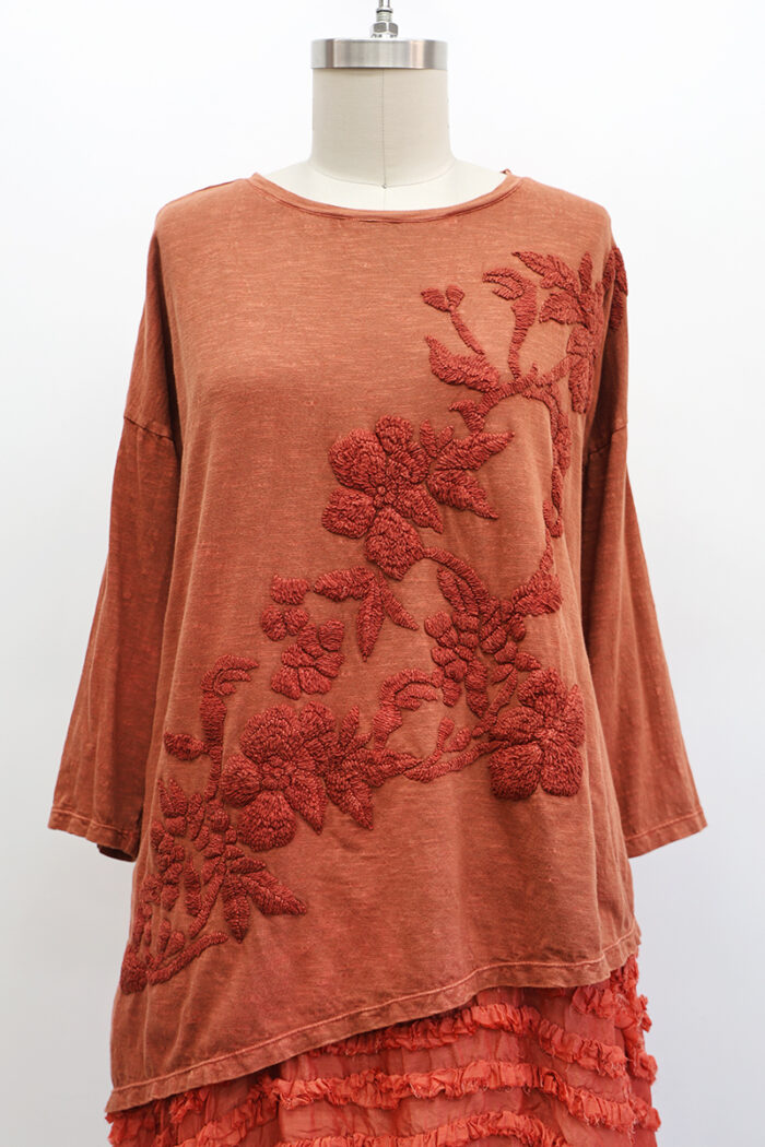 Embroidered Garden T-Shirt Long Sleeve - Image 2