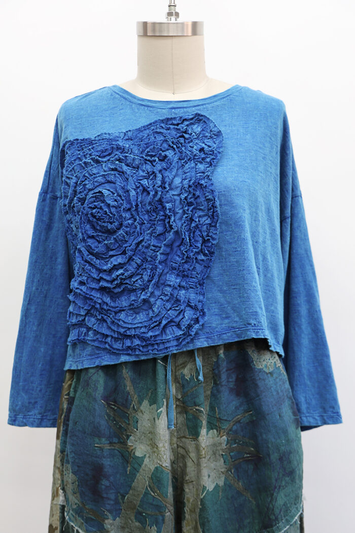 Crop Cabbage Rose T-Shirt Long Sleeve